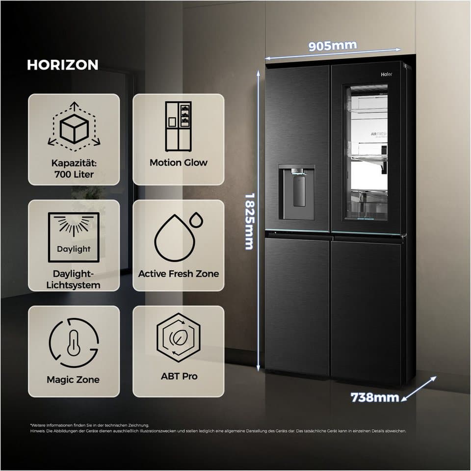 Haier Multi Door Horizon Collection HCW99F18DHMB, 182,5 cm hoch, 90,5 cm breit - Thumbnail 5