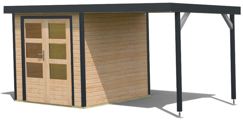 Karibu Gartenhaus Jupiterino 2 SET, in verschiedenen Farben, BxT: 453x235 cm, (Set), inkl. Anbaudach, Made in Germany - Thumbnail 2