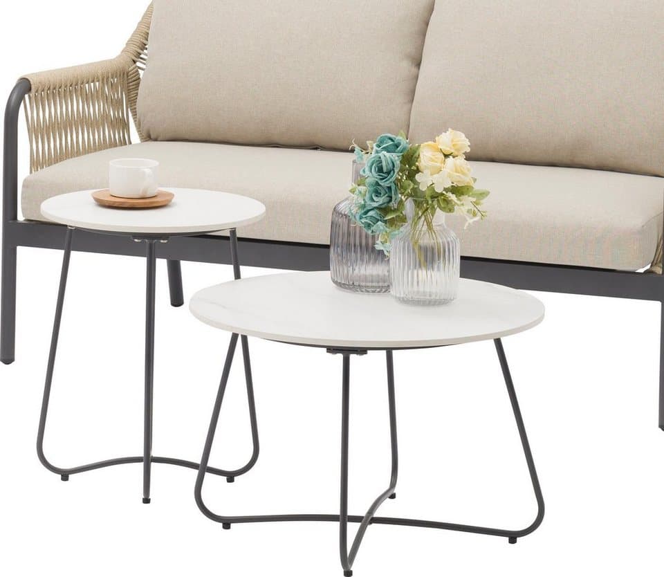 Destiny Gartenlounge-Set GENUA, (Set, 12-tlg., 1 Sofa 146x80x81cm, 2 Sessel 67x80x81cm, 2 Tische), Aluminium, Olefin-Rope - Thumbnail 2