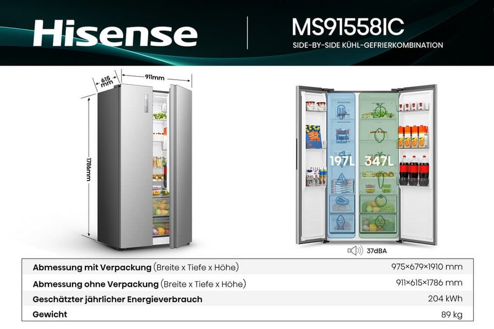 Hisense Side-by-Side MS91558IC, 178,6 cm hoch, 91,1 cm breit, MultiAirFlow-System - Thumbnail 14