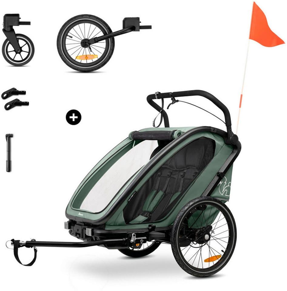 Hauck Fahrradkinderanhänger Bike N Walk Duo, für 2 Kinder, inkl. Deichsel