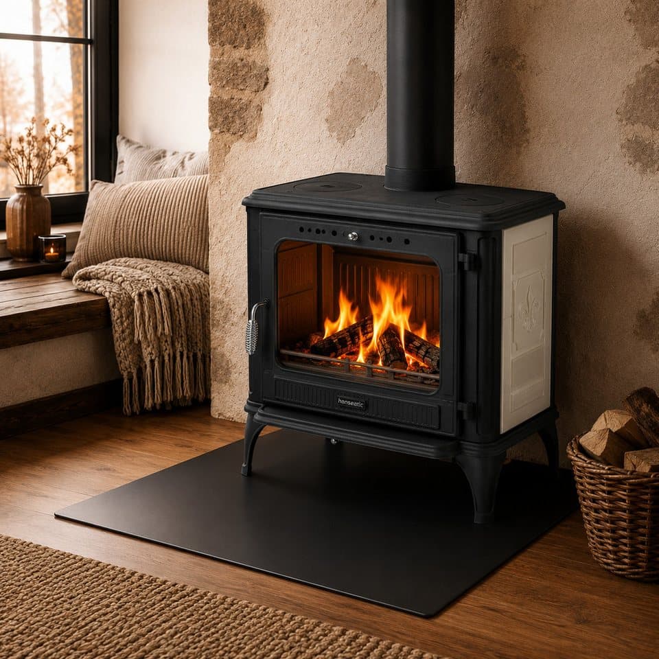 Hanseatic Kaminofen Castor XXL Beige, 10,6 kW, Zeitbrand, Großer Feuerraum - Thumbnail 2