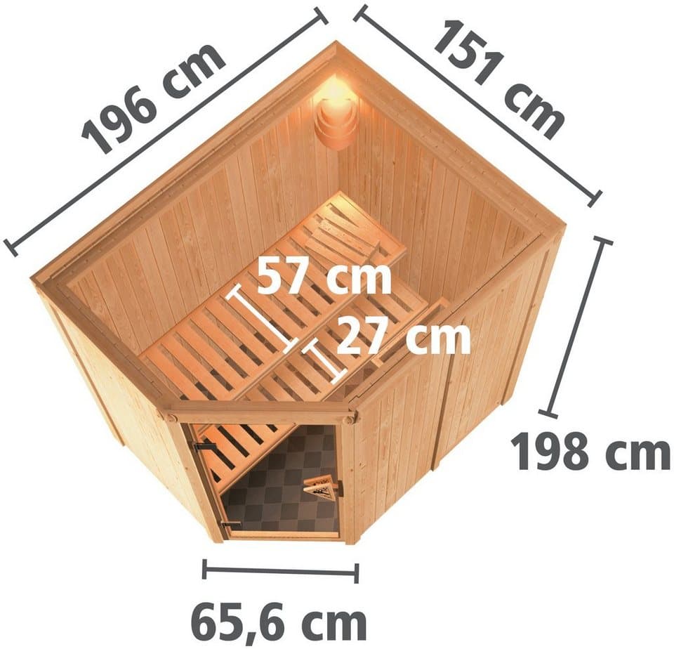Karibu Sauna Swantje, BxTxH: 151 x 196 x 198 cm, 68 mm, (Set) ohne Ofen - Thumbnail 7
