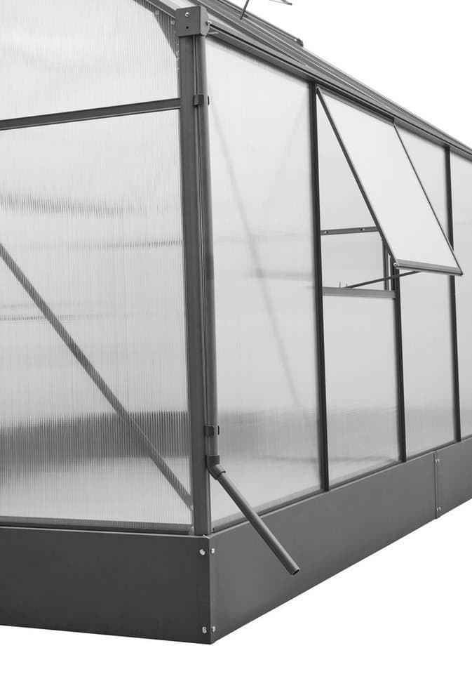 KONIFERA Gewächshaus "Genova" aus 6 mm Hohlkammerplatten aus UV-stabilisiertem Polycarbonat, BxTxH: 245 x 227 x 233 cm, mit hohem Bodenrahmen, Dachfenster, Regenrinne und Regenfallrohr - Thumbnail 5
