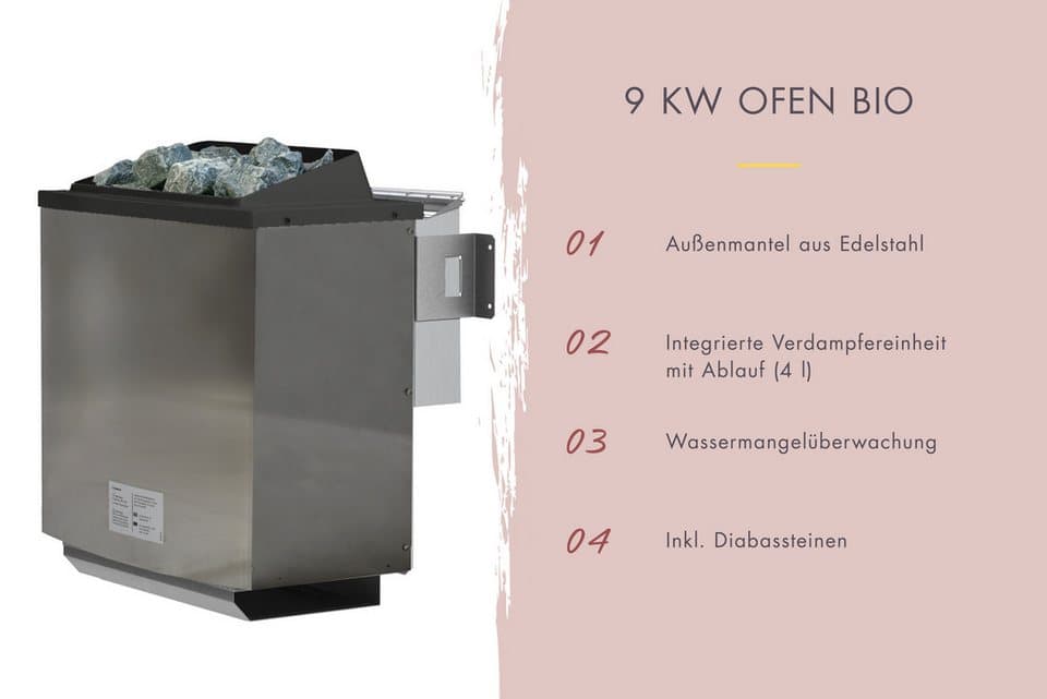 Karibu Fasssauna Fasshaus 2, BxTxH: 219 x 295 x 229 cm, 40 mm, (Set, 2-St) Ofen 9 kW Bio externe Strg easy - Thumbnail 6