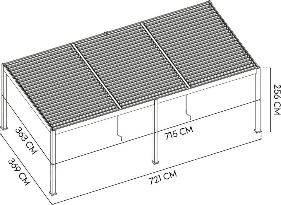 Paragon Pergola Grand Tuscan 1224 inkl. Lamellendach Anthrazit, BxTxH: 721x369x256 cm - Thumbnail 10