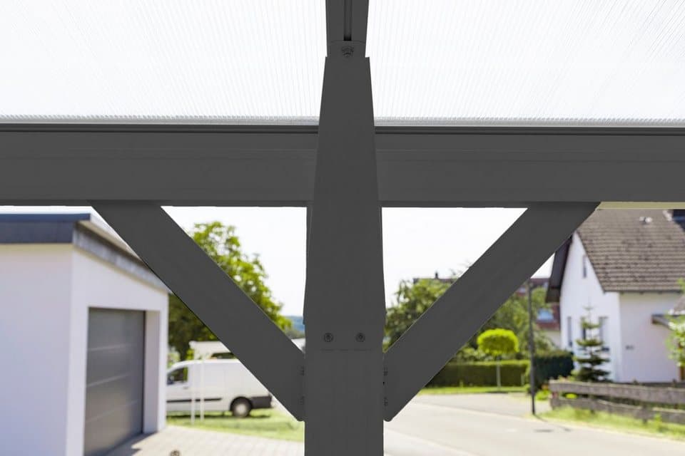 WESTMANN Einzelcarport Flachdach, BxT: 305x503 cm, 217 cm Einfahrtshöhe, aus Aluminium, anthrazit - Thumbnail 3