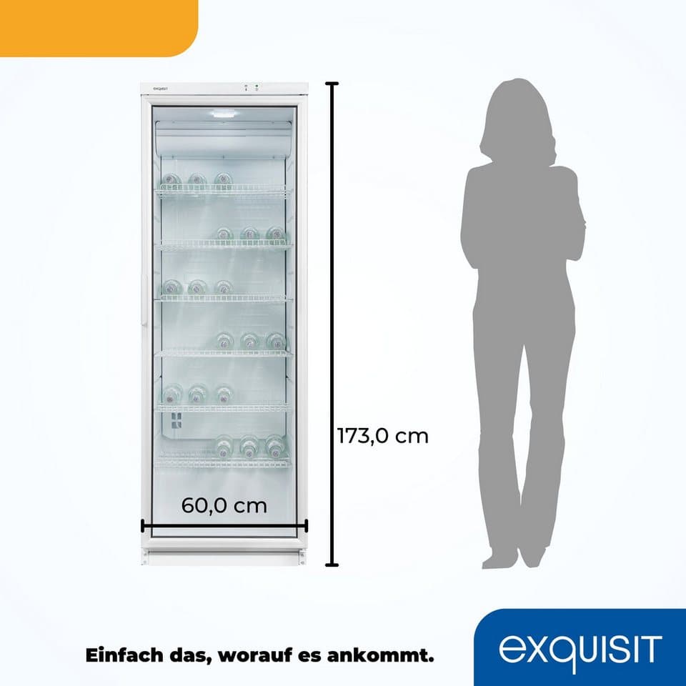 exquisit Getränkekühlschrank GKS350-1-GT-280D weiss, 173 cm hoch, 60 cm breit, 6 robuste Gitterablagen zur Lagerung von Flaschen oder Getränkekisten - Thumbnail 12