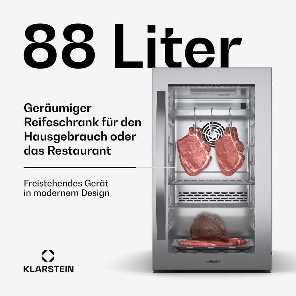 Klarstein Reifeschrank Steakhouse 88, 88 l, Elektrische Fleischkühlschrank LED Touch Kühlen 88 L - Thumbnail 3