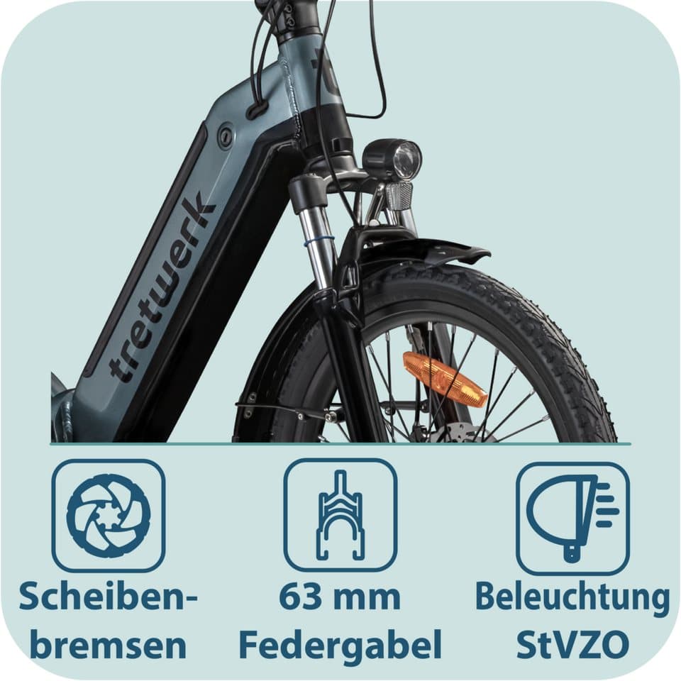 Tretwerk E-Bike Faltrad Camper, 7 Gang Shimano Tourney TY300 Schaltwerk, Kettenschaltung, Heckmotor, 468 Wh - Thumbnail 7