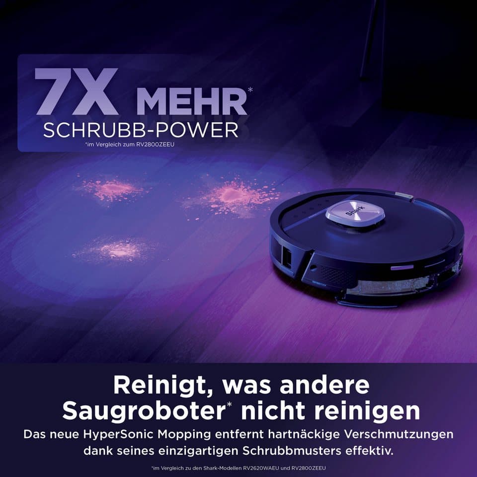 Shark Saugroboter Shark PowerDetect UV Reveal 2-in-1 Saug- und Wischroboter RV3000XEEU, 650 W, beutellos, UV-Reveal-Technologie, 8 PowerDetect-Technologien - Thumbnail 4