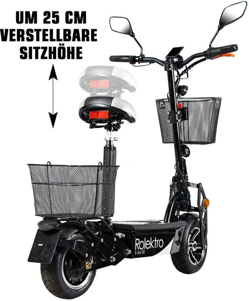 Rolektro E-Mofaroller E-Joy 20, Schwarz, 36V-12AH Blei-Gel Akku, 500 Watt, 20 km/h, bis zu 30 km Reichweite - Thumbnail 6