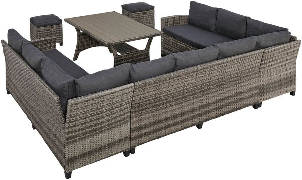 KONIFERA Gartenlounge-Set Rotterdam, (Set, 20-tlg., 3x 3er Sofa, 2x Hocker, 1x Tisch 120x82x67cm, inkl. Auflagen), Polyrattan, Stahl, Tischplatte aus Nonwood - Thumbnail 12