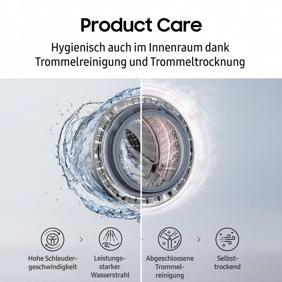 Samsung Waschtrockner WD8000DK WD18DB8995BZT2, 18 kg, 11 kg, 1000 U/min, Trommelreinigung+, Breite 75 cm, Tiefe 92cm, Höhe 111 cm - Thumbnail 16