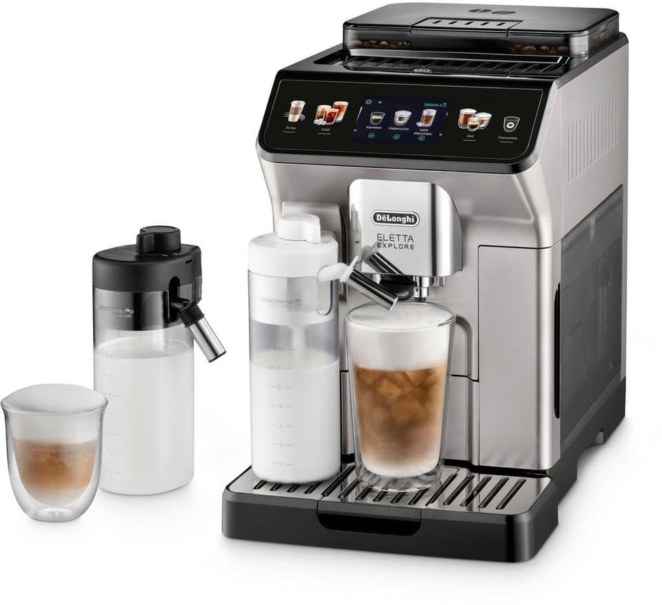 De'Longhi Kaffeevollautomat Eletta Explore ECAM450.55.S - 40 Rezepte, heißer & kalter Milchschaum, 3,5" Touch-Display, herausnehmbare Brühgruppe, einstellbarer Mahlgrad - Thumbnail 3