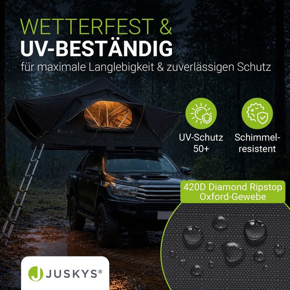 Juskys Dachzelt Lago, Wasserdicht, Teleskopleiter, 2 Personen Zelt, LED Beleuchtung - Thumbnail 4