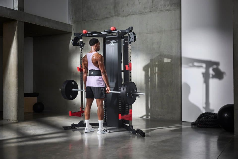 adidas Performance Trainingsstation adidas Cable Crossover - Kabelzugstation mit Rack, 2 Gewichtsblöcke, 2×80 kg Kabelzug, Rack, 40-fach verstellbar & Landmineen) - Thumbnail 10