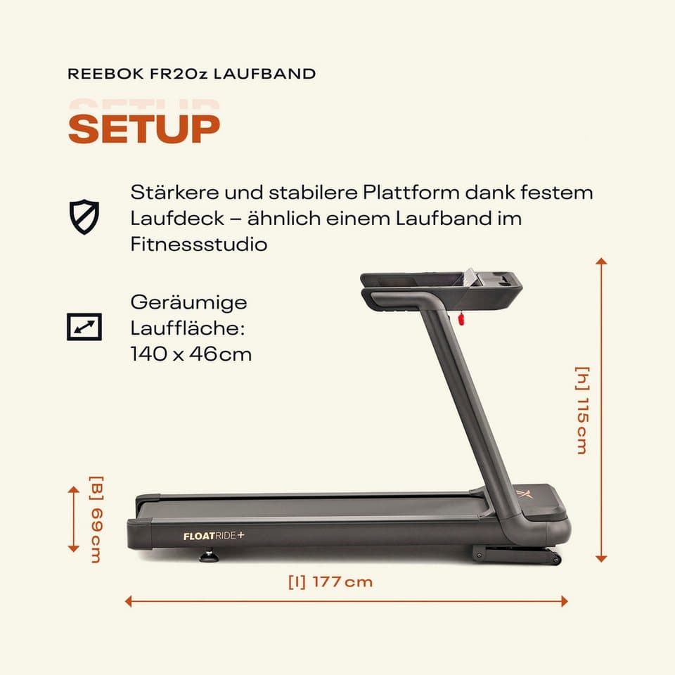 Reebok Laufband FR20z Floatride, bis max. 18 km/h, mit Steigung, 120 kg max. Benutzergewicht - Thumbnail 24