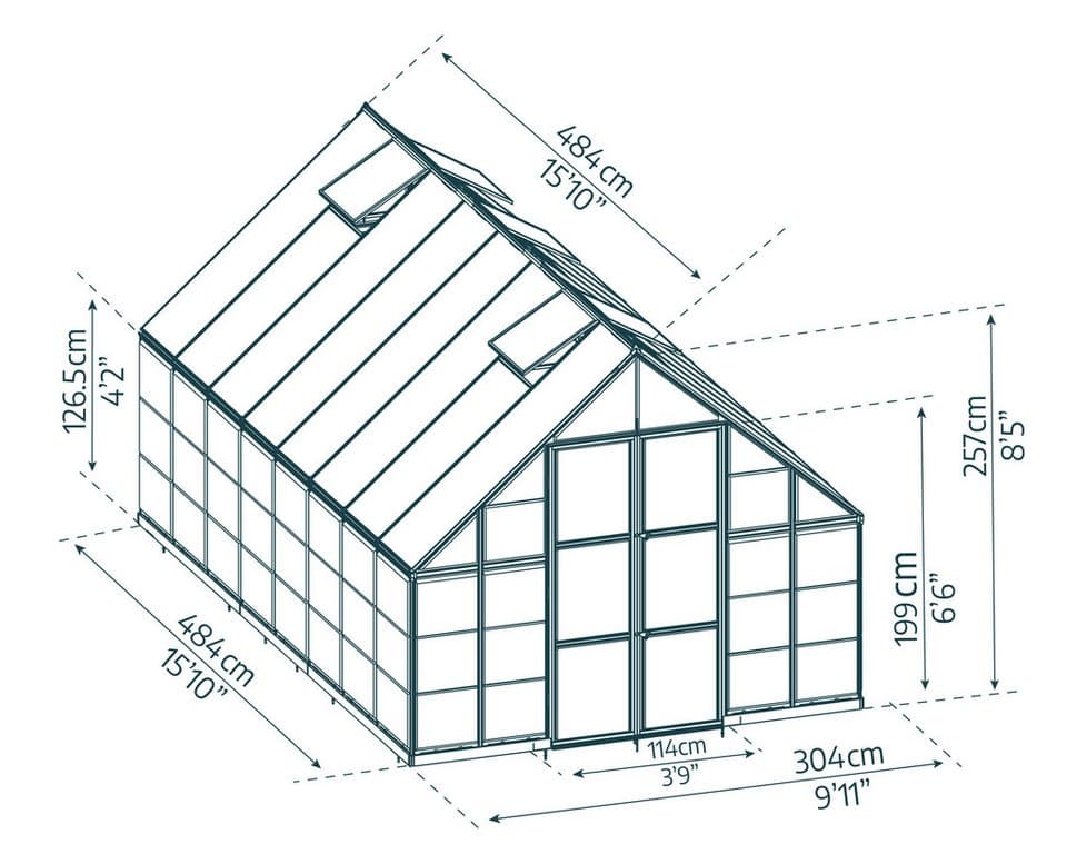 Palram - Canopia Gewächshaus Balance, BxTxH: 304 x 484 x 257 cm, BxLxH: 50 x 126 x 257 cm, 0,7 mm Wandstärke, lebenslang widerstandsfähige Wandpaneele - Thumbnail 5