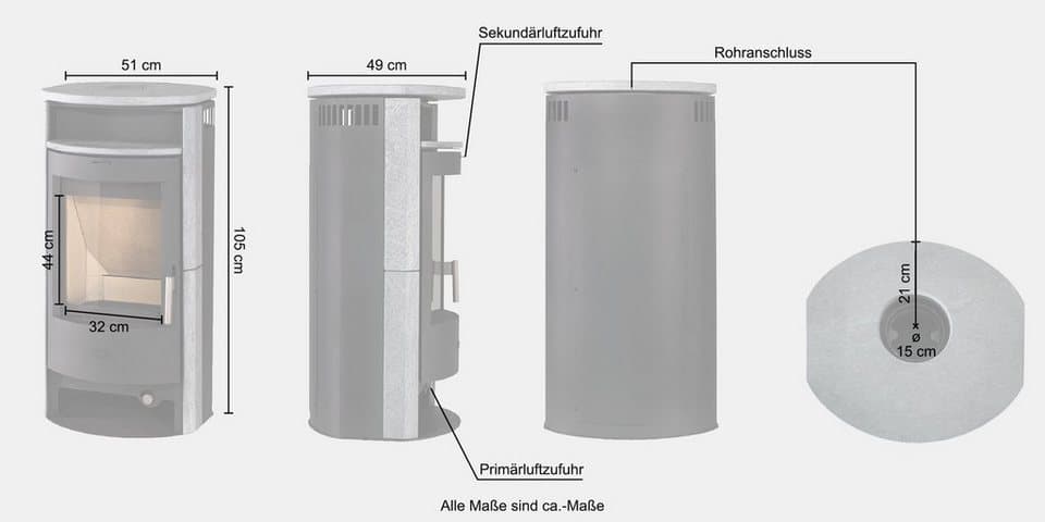 Hanseatic Kaminofen »Parma Speckstein«, Dauerbrand geprüft, Lieferung bis ins Wohnzimmer, 6,3 kW, Dauerbrand, geprüft, für Anthrazit Nuss 3 geeignet, Exklusiv - Thumbnail 8
