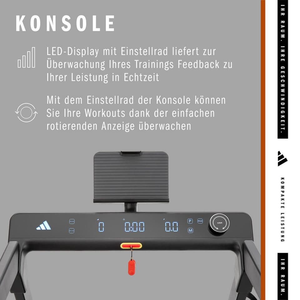 adidas Performance Laufband T-24c (mit Bluetooth und App-Funktion), bis max. 18 km/h, klappbar, mit Steigung, 110 kg max. Benutzergewicht - Thumbnail 47