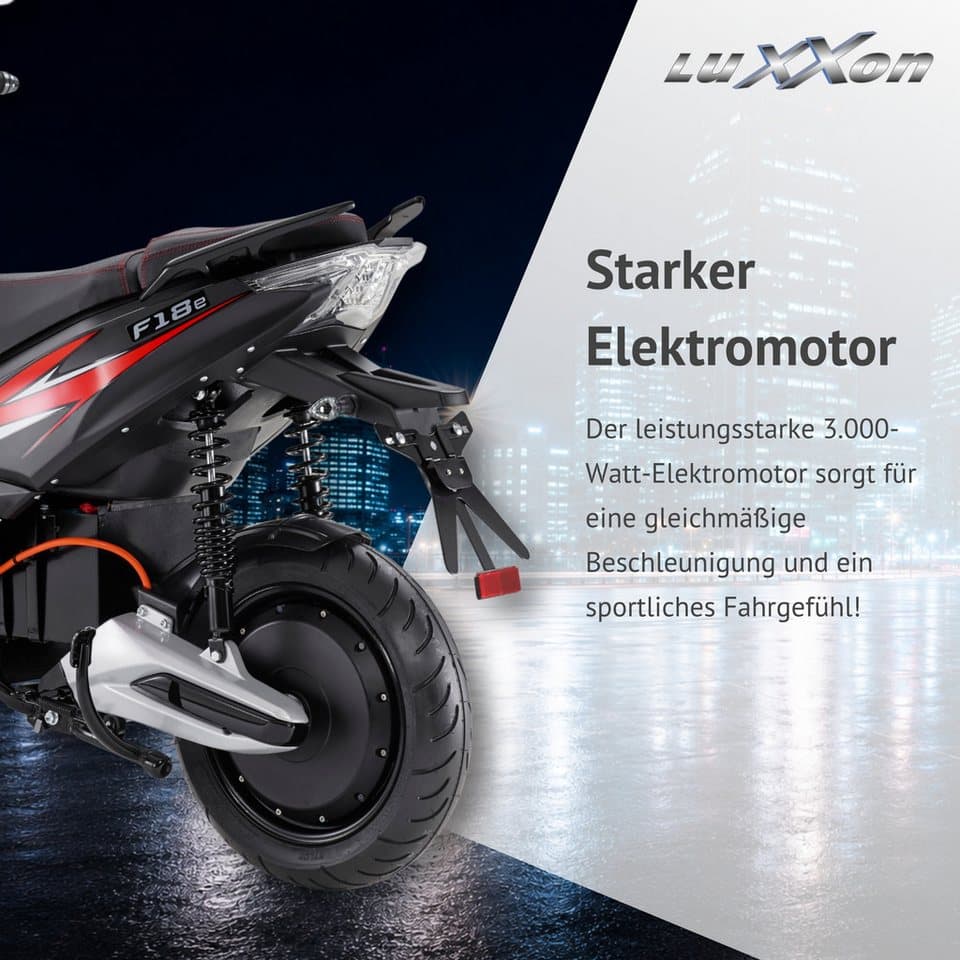 Luxxon E-Motorroller LuXXon F18e (45km/h), 3000 W, 45 km/h, Elektroroller mit Straßenzulassung, LED-Paket - Thumbnail 5