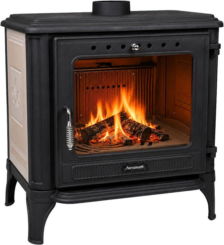 Hanseatic Kaminofen Castor XXL Beige, 10,6 kW, Zeitbrand, Großer Feuerraum