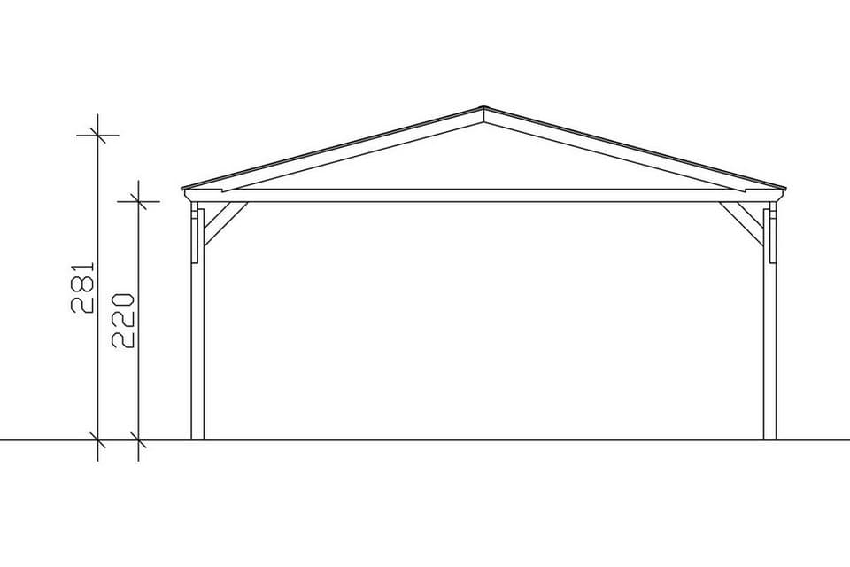 Skanholz Doppelcarport Westerwald, BxT: 570x541 cm, 220 cm Einfahrtshöhe - Thumbnail 5