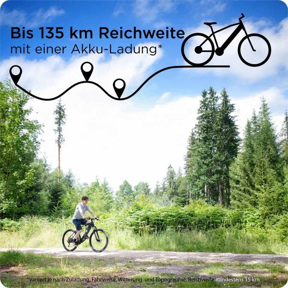 Zündapp E-Bike Mountainbike Z808, 10 Gang Shimano Deore RD-T6000 Schaltwerk, Kettenschaltung, Heckmotor, 550 Wh, Pedelec, Elektrofahrrad für Damen und Herren, MTB - Thumbnail 2
