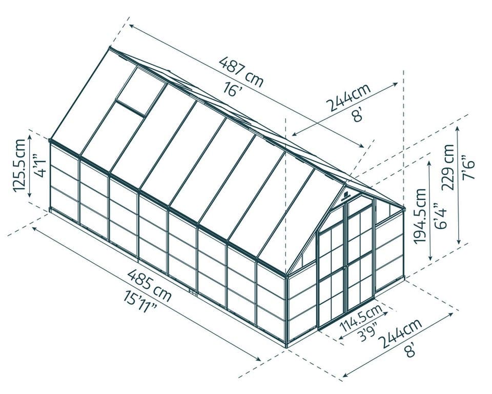 Palram - Canopia Gewächshaus Balance, BxTxH: 244 x 487 x 229 cm, BxLxH: 50 x 126 x 229 cm, 0,7 mm Wandstärke, lebenslang widerstandsfähige Wandpaneele - Thumbnail 5