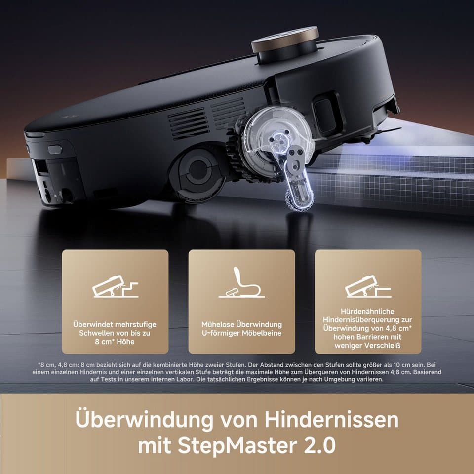 Mova Saugroboter mit Wischfunktion Z60 Ultra Roller Complete, 700 W, mit Beutel, Warmwasser-Wischsystem, Rollenmopp, überwindet Hindernisse, 28.000 Pa - Thumbnail 5