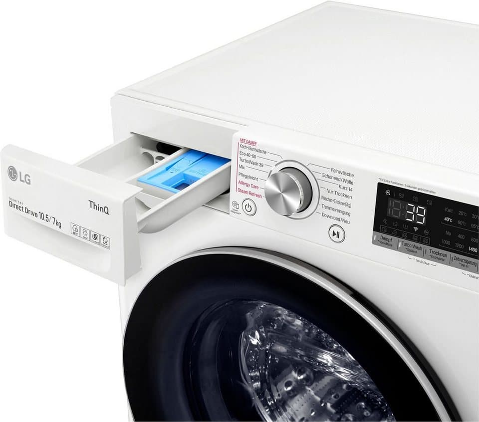 LG Waschtrockner V7WD107H2E, 10,5 kg, 7 kg, 1400 U/min, TurboWash® - Waschen in nur 39 Minuten - Thumbnail 11