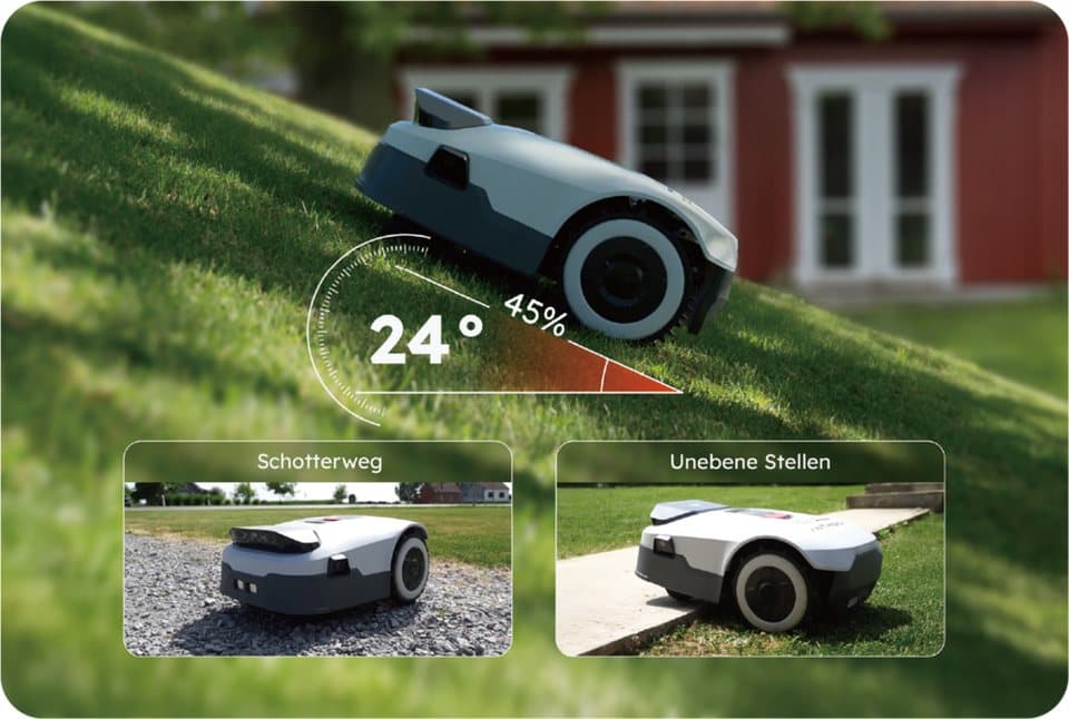 ANTHBOT Rasenmähroboter 90ANT-LMGenie1000, bis 1000 m² Rasenfläche, (KI‑Hindernisvermeidung, Multi‑Zonen-Verwaltung), Kabellose Installation, Full‑Band‑RTK mit 4 KI‑Kameras - Thumbnail 13