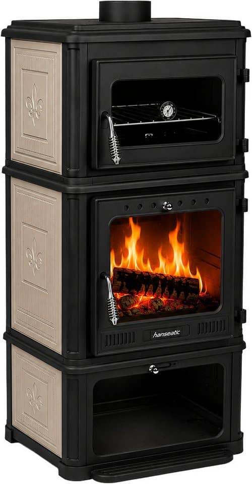 Hanseatic Kaminofen Minerva Beige, 7,1 kW, Zeitbrand, Großer Feuerraum - Bild 1