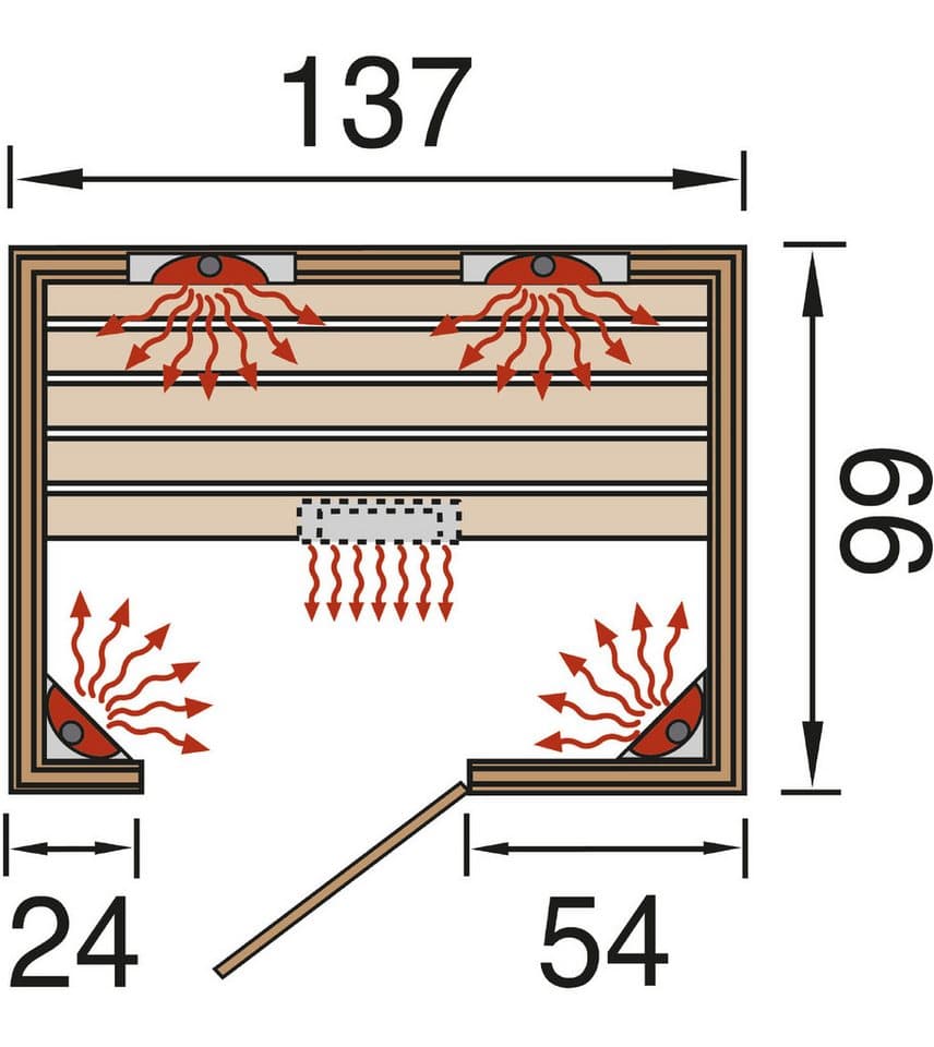 weka Infrarotkabine Infrarotkabine MILA 2, BxTxH: 137 x 99 x 190 cm, 63 mm, sportlichesDesign, farblich abgesetzt, 3 Fensterelemente - Thumbnail 9