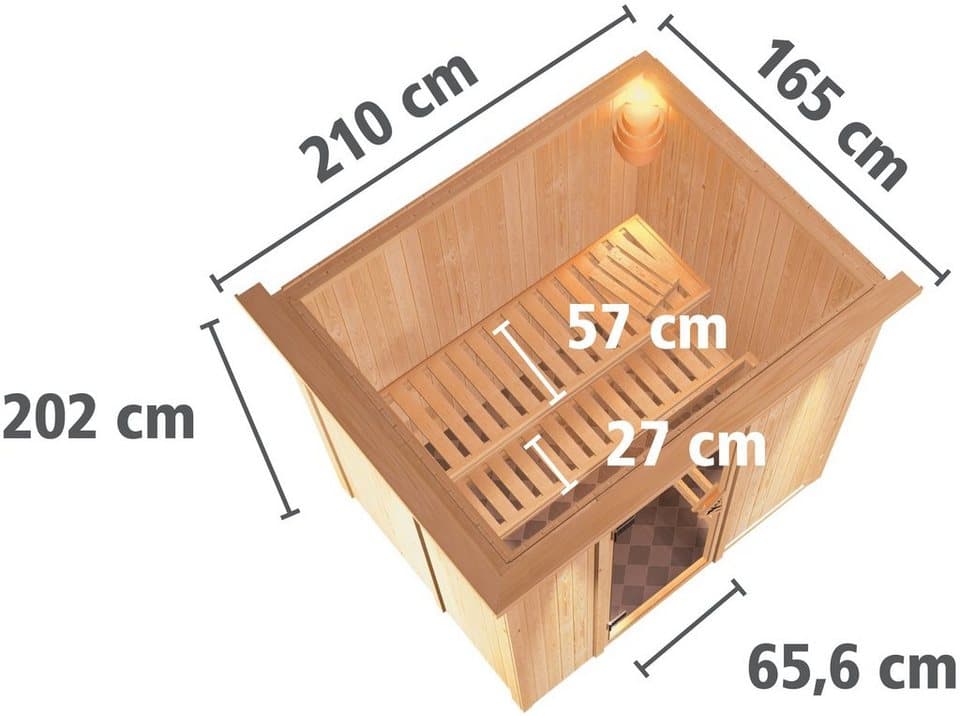 Karibu Sauna Bedine, BxTxH: 210 x 165 x 202 cm, 68 mm, (Set) ohne Ofen - Thumbnail 8