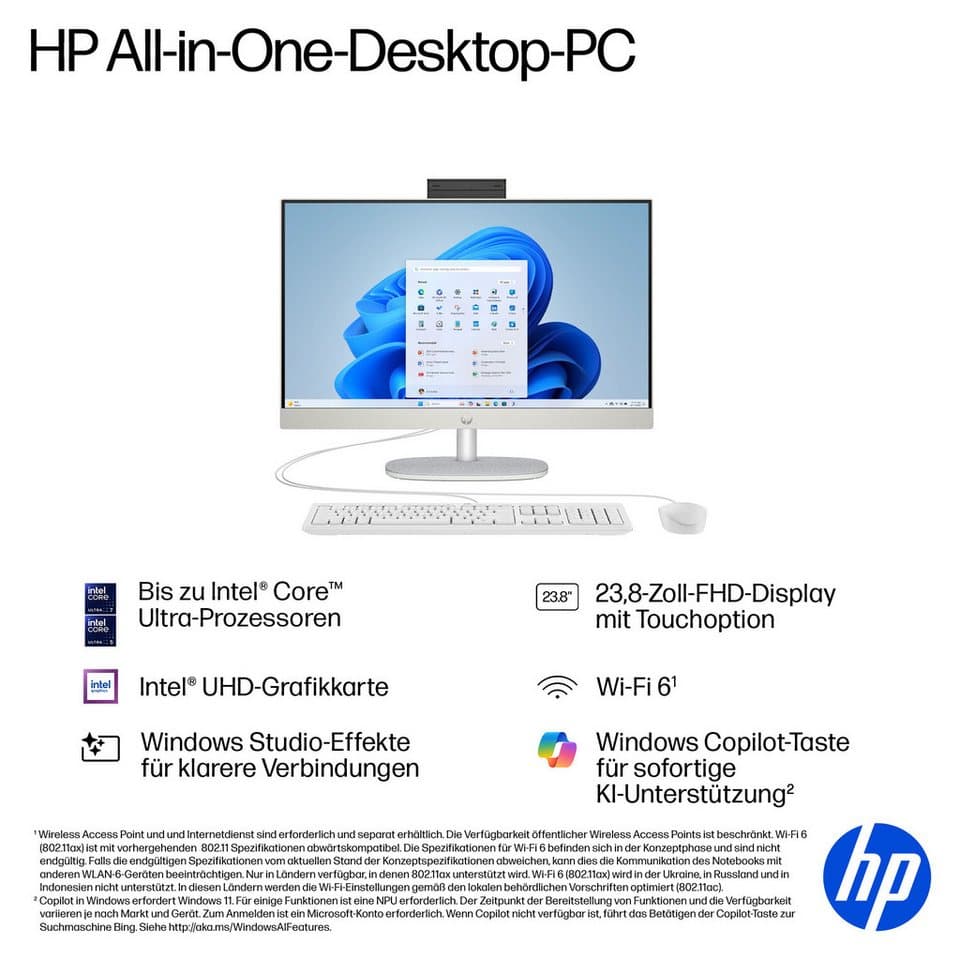 HP 24-cr0205ng All-in-One PC (23,8 Zoll, Intel Core i3 1315U, UHD Graphics, 8 GB RAM, 512 GB SSD) - Thumbnail 6