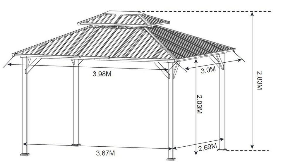 KONIFERA Pavillon Thasos, mit Doppeldach, in BxT: 300x300 cm und 400x300 cm, ohne Seitenteile - Thumbnail 12