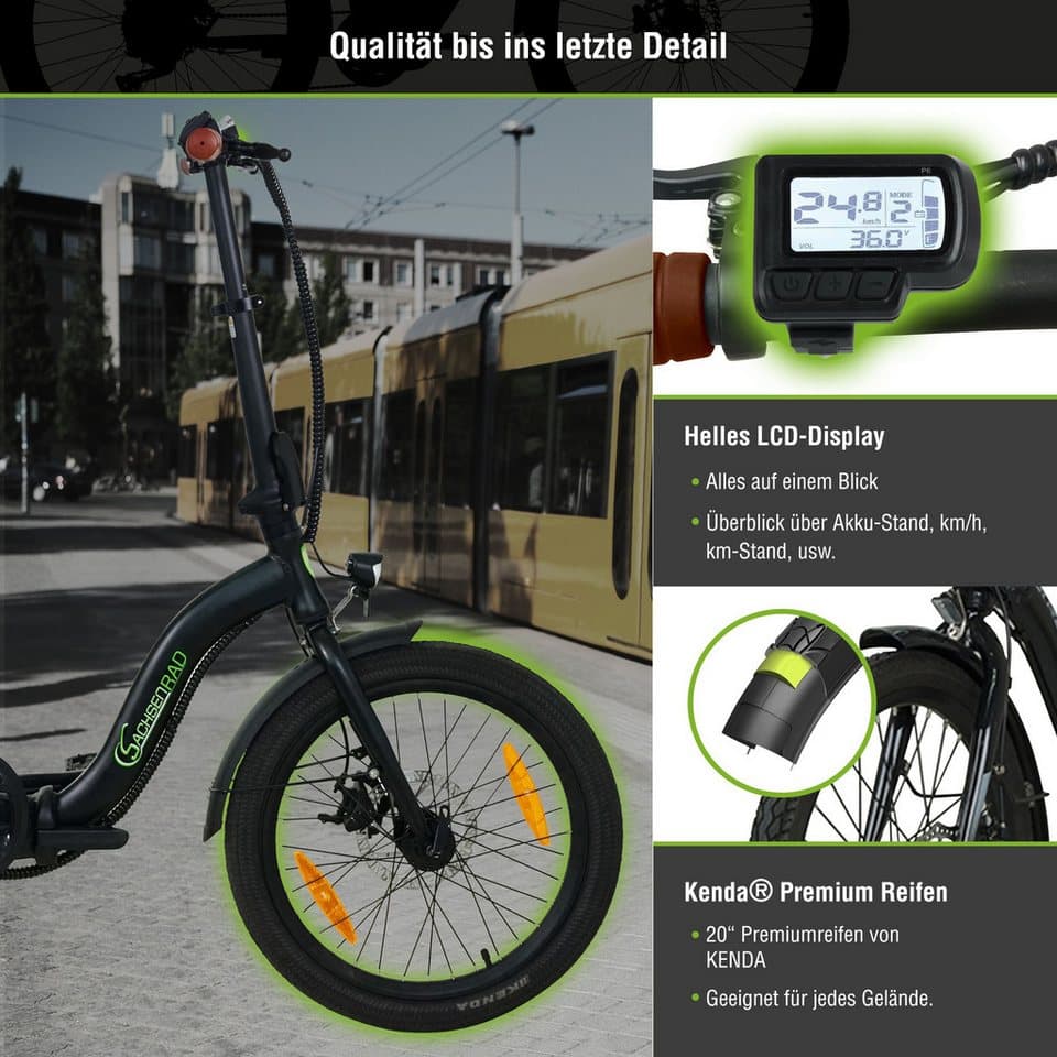 SachsenRAD E-Bike Faltrad Faltrad F2 Farmers mit Korb und Alarmanlage, 7 Gang Shimano, Kettenschaltung, Heckmotor, 468 Wh - Thumbnail 5