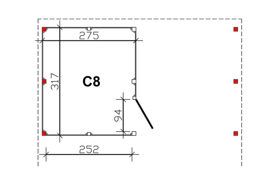 Skanholz Carport-Geräteraum Abstellraum C8, BxT: 275x317 cm, aus Profilschalung - Thumbnail 3