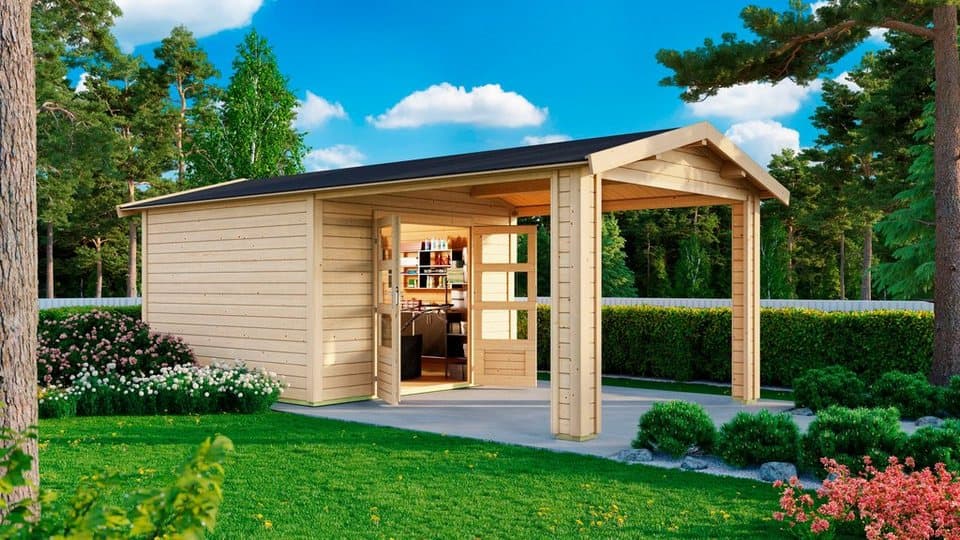 Karibu Gartenhaus Traufberg 3, BxT: 528x288 cm, (Set), mit Dachausbauelement, naturbelassen - Bild 1