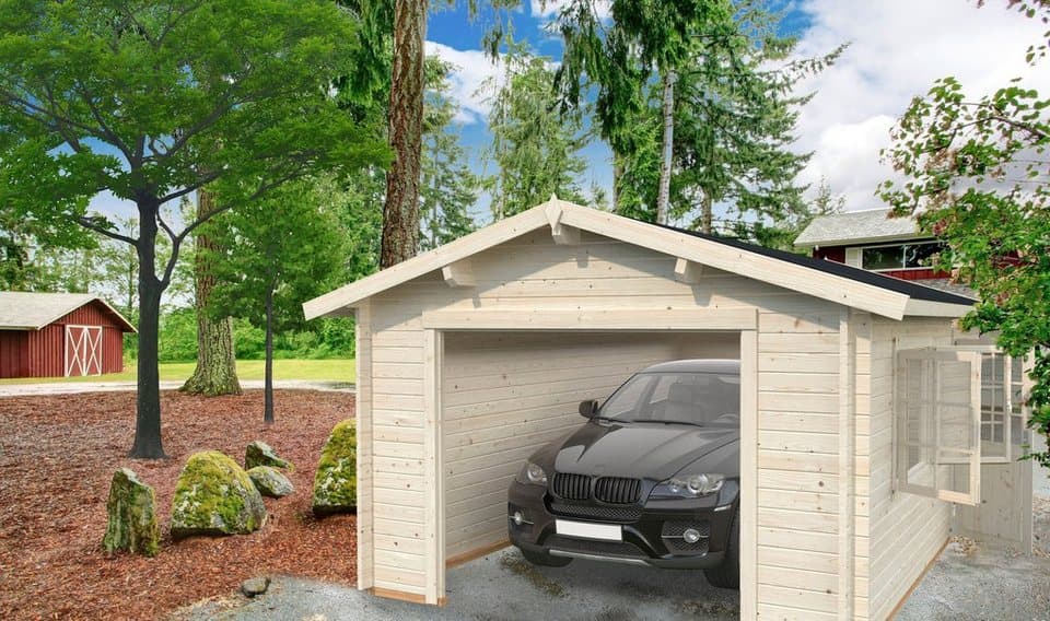 Palmako Garage Irene/Roger, BxTxH: 426x598x276 cm, ohne Tor, naturbelassen - Thumbnail 2