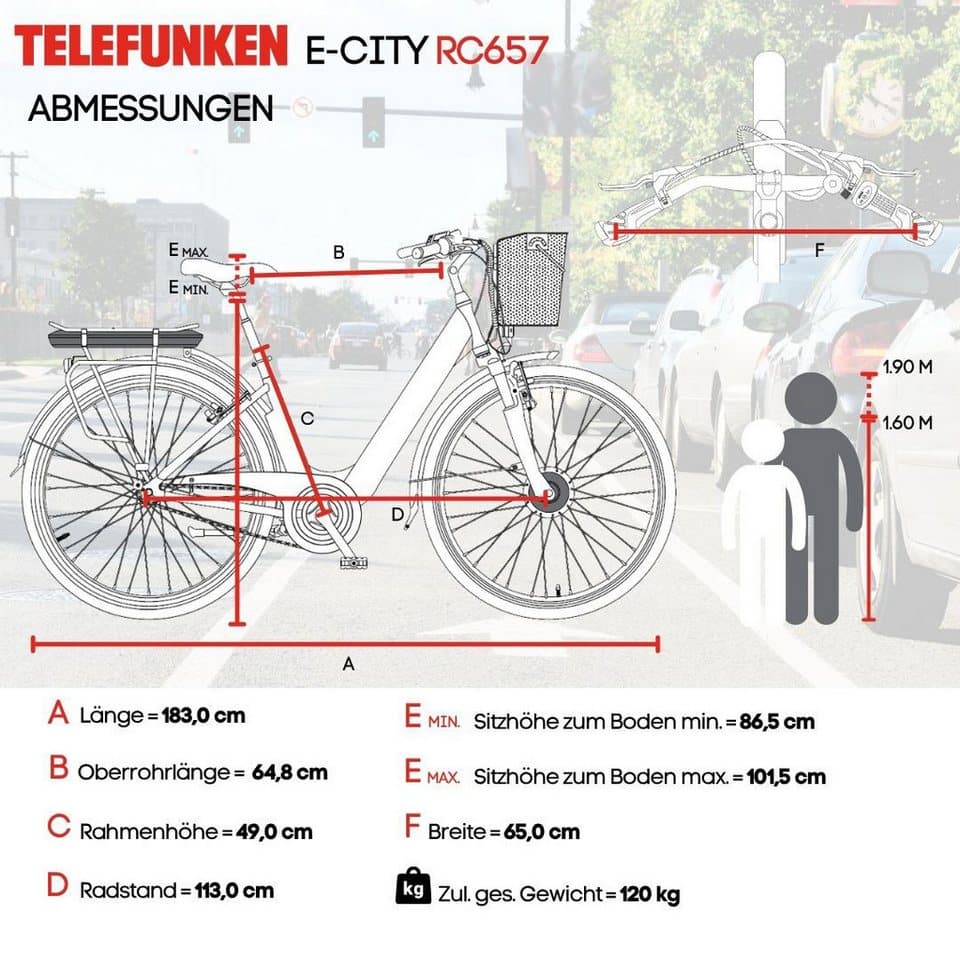 Telefunken E-Bike Cityrad Multitalent RC657, 7 Gang Shimano Nexus Schaltwerk, Nabenschaltung, Frontmotor, 536,5 Wh, Pedelec, Elektrofahrrad für Damen u. Herren - Thumbnail 11