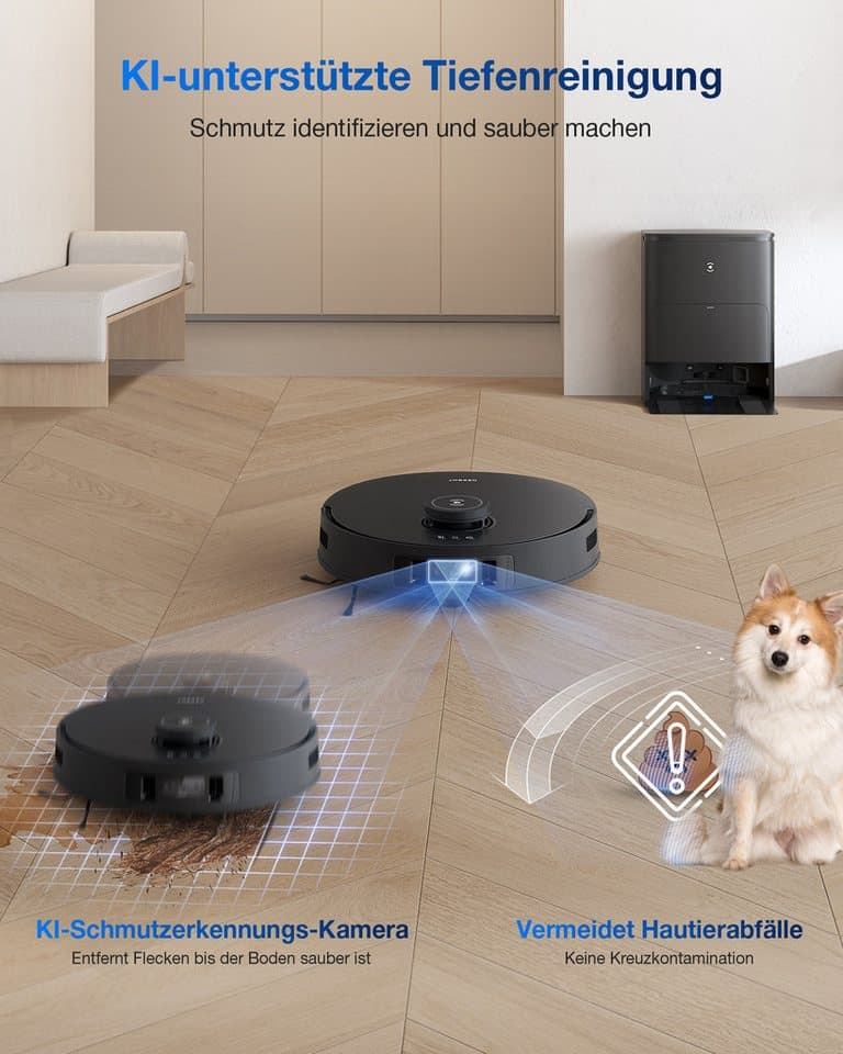 ECOVACS Saugroboter mit Wischfunktion, ECOVACS DEEBOT T30S PRO OMNI, 60 W, 11.000PA, OMNI Station, Mopphebesystem, Adaptive Kantenreinigung - Thumbnail 17