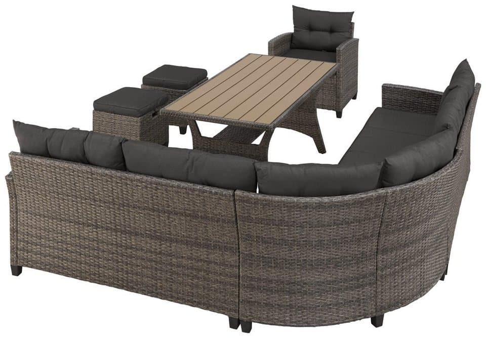 KONIFERA Gartenlounge-Set Keros Premium, (Set, 20-tlg., 2x 2er Sofa, 1x Ecke, 1x Sessel, 2x Hocker, 1x Tisch 145x75x67,5cm), Ecklounge, Polyrattan, Stahl, geeignet für 8 Personen, inkl. Auflagen - Thumbnail 3