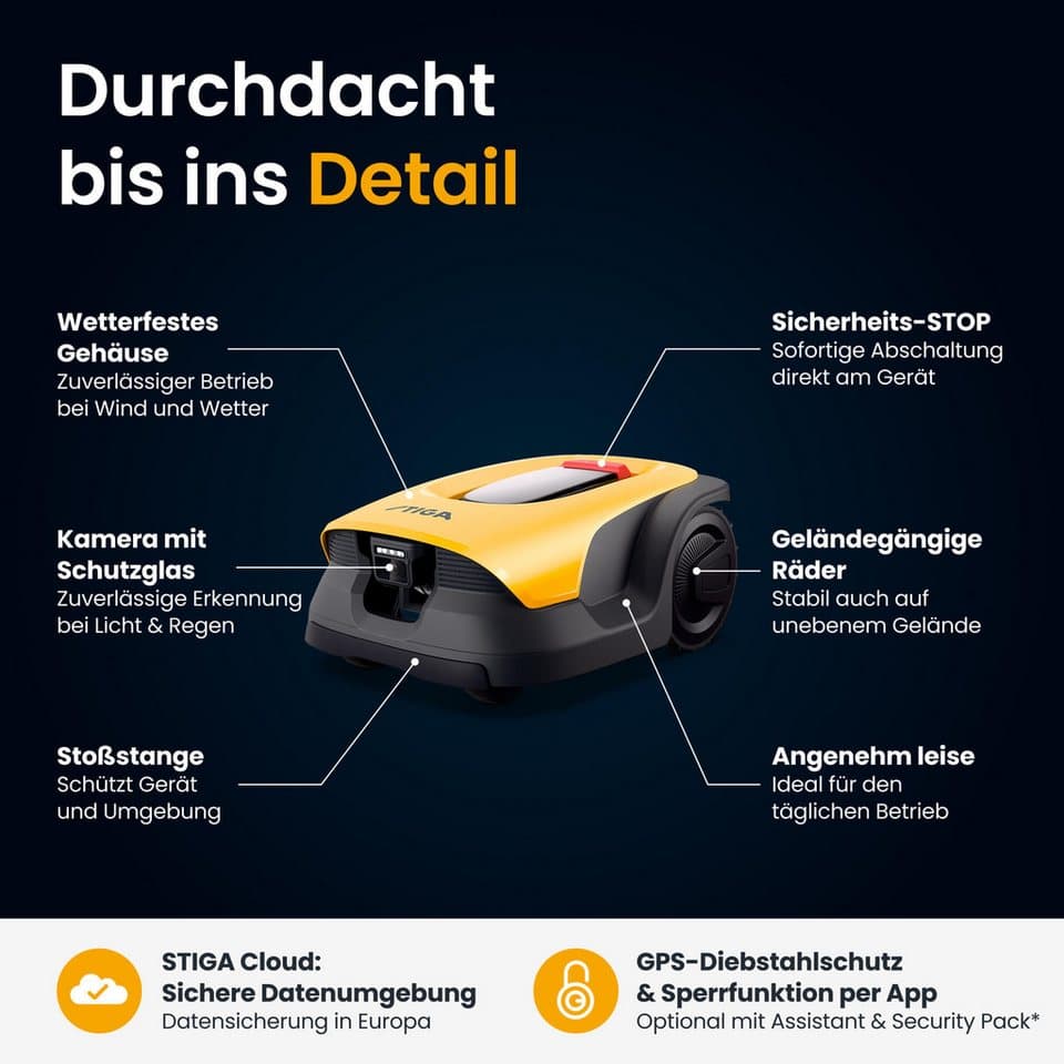 STIGA GARDEN Rasenmähroboter A 10v, bis 1000 m² Rasenfläche, (Set), App-Steuerung, Mehrzonen-Management, RTK+KI-Kamera+VISTA-Technologie - Thumbnail 9