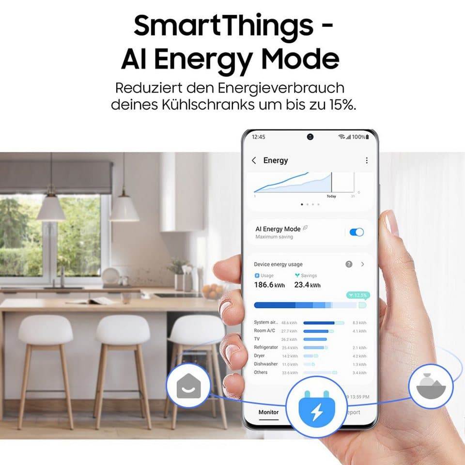 Samsung Kühl-/Gefrierkombination 7300A Serie RB38C607AS9, 203 cm hoch, 59,5 cm breit, No Frost+, SpaceMax, Wifi & AI Energy Mode - Thumbnail 4