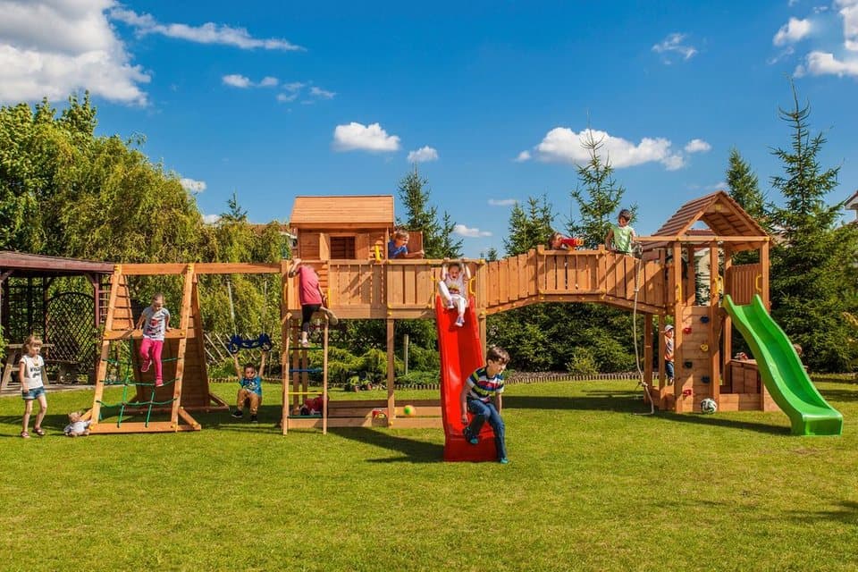 FUNGOO Spielturm MAXI SET SPIDER LAND, mit Schaukel & Rutsche, Klettererweiterung - Bild 1