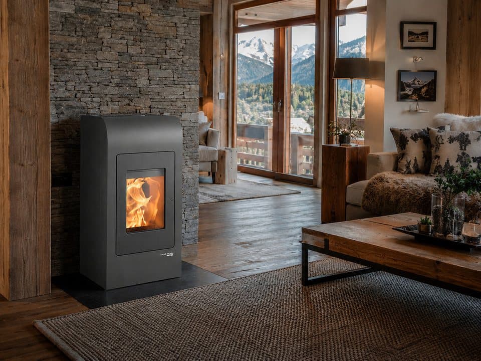 Haas + Sohn Pelletofen HSP 2 MOONLIGHT, Exklusiv, Lieferung bis ins Wohnzimmer, 8,6 kW, Zeitbrand, NEU in der Farbe Moonlight grau - Thumbnail 3