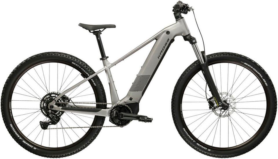Kross E-Bike Mountainbike Influx Hybrid 2.0 16,7Ah / BOSCH 600 Wh 29" silber 9 Gänge 2026, 9 Gang Shimano CUES U4000 Schaltwerk, Kettenschaltung, Mittelmotor, 600 Wh, BOSCH PERFORMANCE LINE PX 36 V/250 W, Mittelmotor